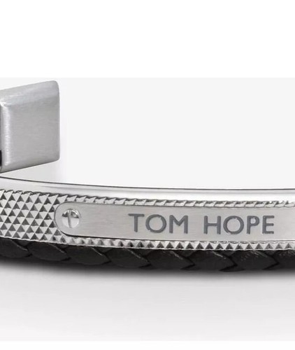 Tom Hope Hybrid Armband Metall Silber und Leder Schwarz Größe L 20 cm TM0277 - Bild 3 von 5