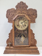 Antique 1897 E. Ingraham Clock Co GINGERBREAD KITCHEN MANTEL CLOCK Cayuga