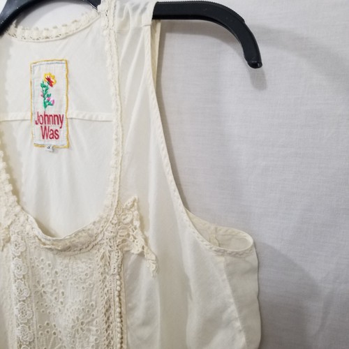 Johnny Was Cream Tank Sleevless Top With Crochet And Lace Accents Size Small - Picture 7 of 14