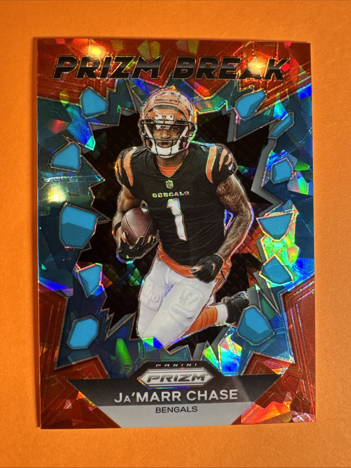 2023 Panini Prizm Ja'Marr Chase Prizm Break Blue Ice Prizm 73/99 Bengals
