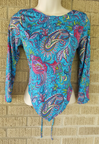Toska Summer Beach Club Cruise Vacation Top Blue Paisley L Lg Back Straps - Picture 3 of 3