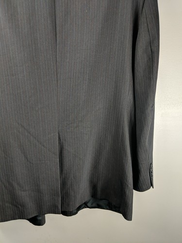 Burberry Parisian Blazer Jacket Mens Black 48 Pinstriped 2 Button - Imagen 17 de 19