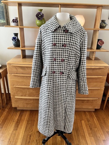 I MAGNIN VINTAGE HOUNDSTOOTH DOUBLE BREASTED VINTAGE COAT WOOL? - Picture 19 of 19