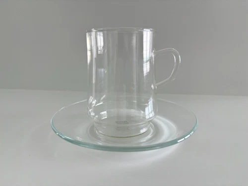 Set of 6 Schott Mainz Jena Glas cups and saucers