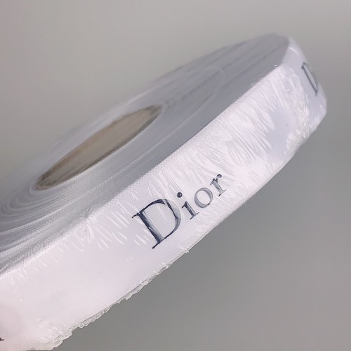1 Full Roll (50M) DIOR Holiday Ribbon White Satin w/Grey Lettering 20MM Sealed - Picture 4 of 11