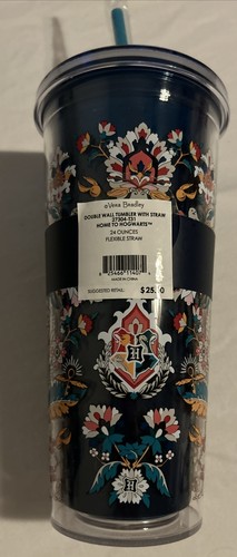 24 Oz. Vera Bradley Harry Potter Home To Hogwarts Double Wall Tumbler Cup Straw - Picture 2 of 2