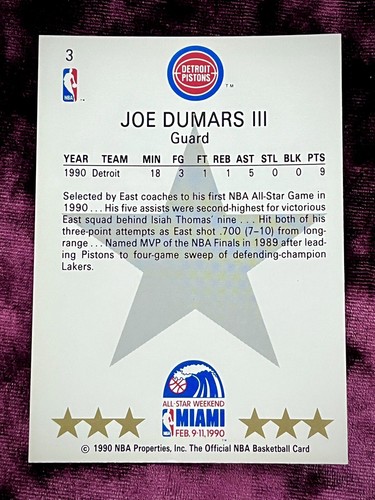 Joe Dumars 1990 NBA Hoops Gold #3 MINT Pistons HOF 1st All-Star RC Jersey Cadeđź’™ - Picture 2 of 2