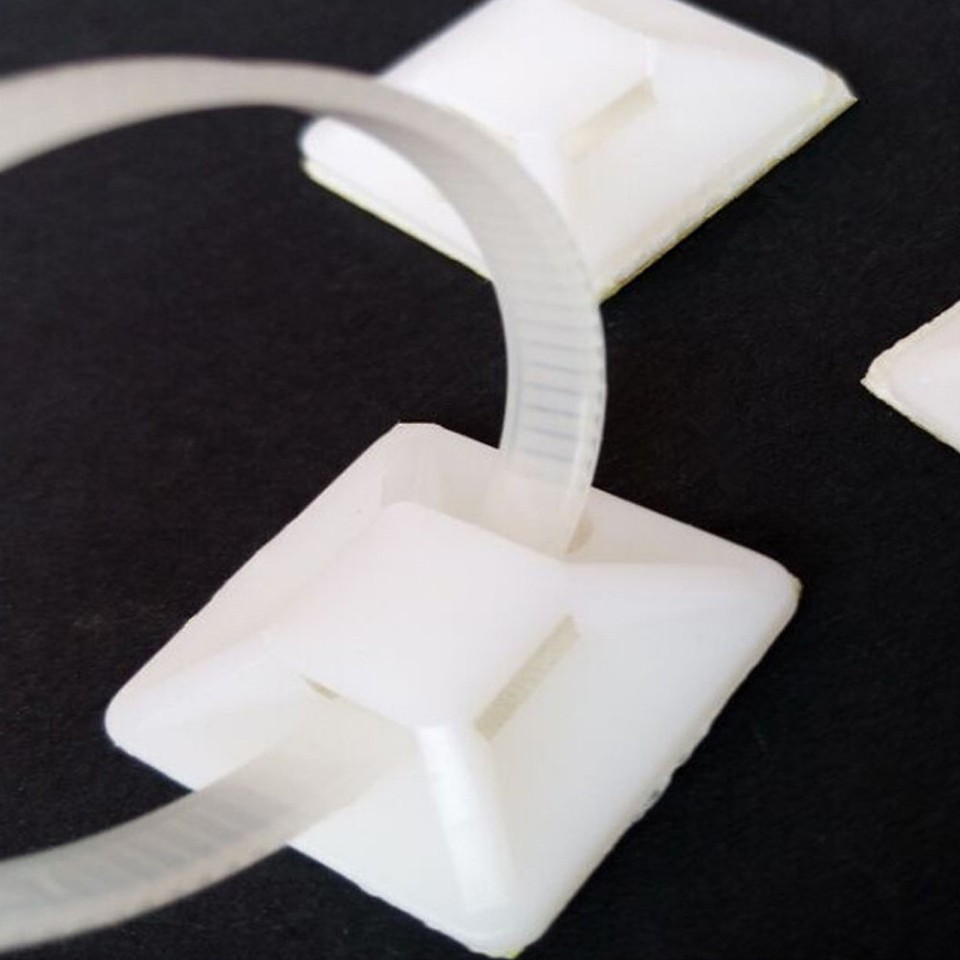 20Pcs Self Adhesive Cable Wire Tie Mounts Clips Cord Square Sticky Base