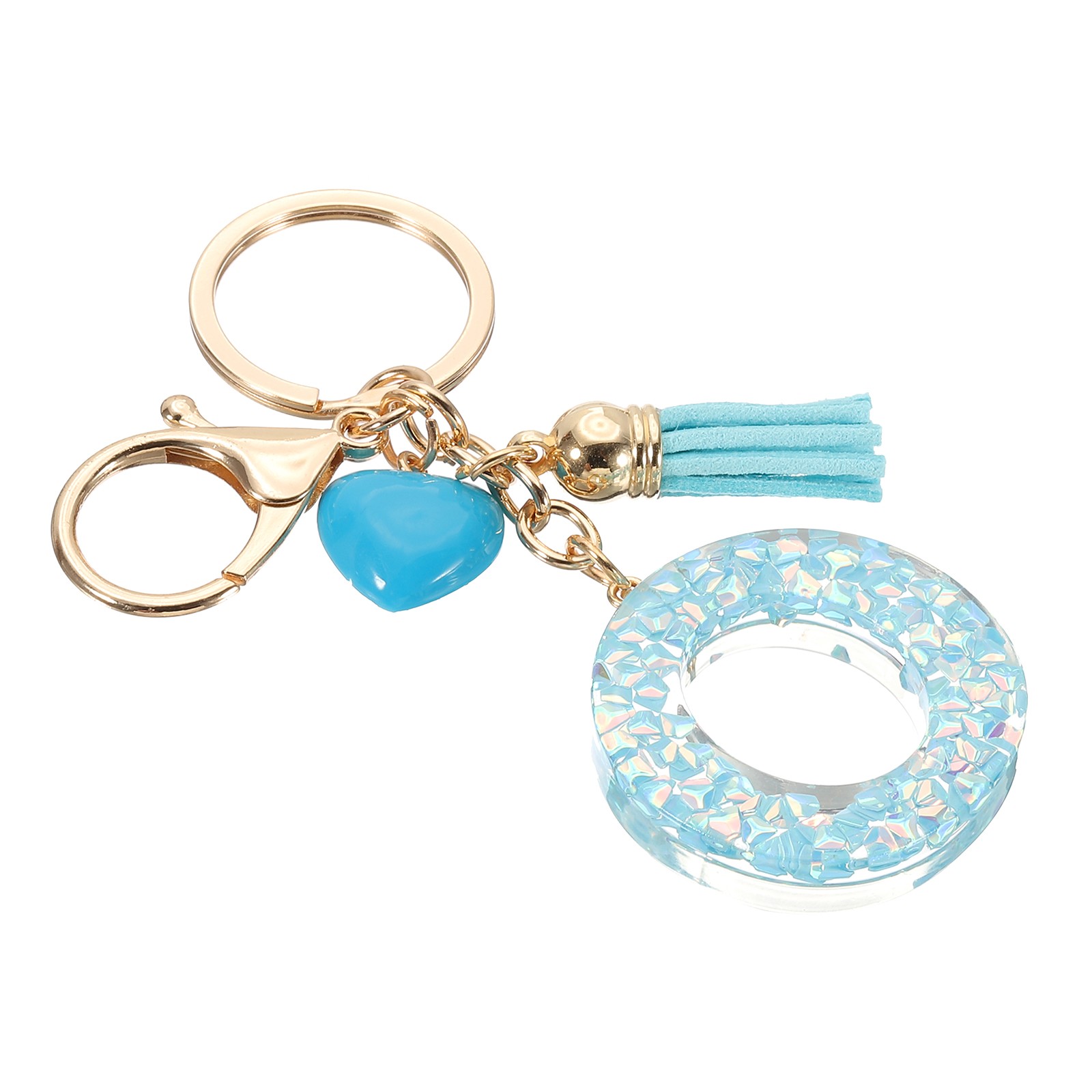 Cadena con inicial O, diseño de corazón y borlas, para regalo azul