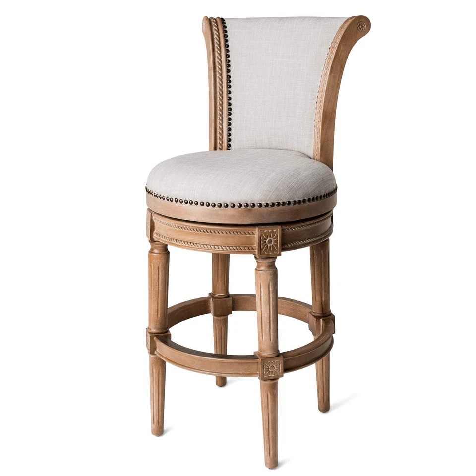 Maven Lane Open Box 31" Pullman Swivel Bar Stool In Weathered Oak Finish With Sa - Image 2 of 4