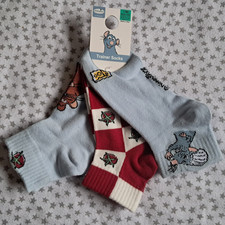 Ratatouille Trainer Socks 3 Pairs Blue Red White Disney