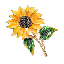 2pcs Sunflower Brooch Pins Gold Tone Floral Statement Jewelry for Women