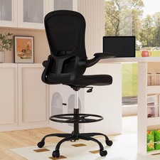 Drafting Chair, Tall Office Chair with Flip-up Armrests Executive Ergonomic C...