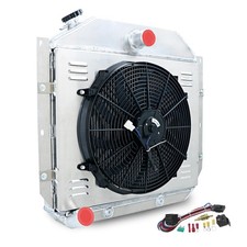 4 Row Aluminum Radiator 51-57 Ih Pickup 3.6 3.9 W Fan Shroud Kit