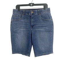 D Jeans Denim Shorts Womens 12 Bermuda Mom Stretch High Rise Medium Blue Relaxed