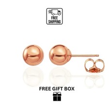 14k Rose Gold Round Shaped Ball Stud Earrings for Women