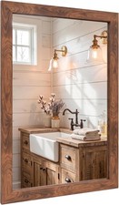 24x36 Walnut Brown Mirror, Wood-Look Waterpro...