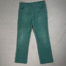 Vintage 70s Levi's Green Corduroy Pants Men 34x29 Straight Leg Corduroy Trousers