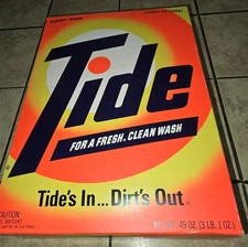 Vtg NOS Tide Laundry Detergent Box 49oz 1970s