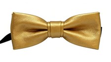 Pre-tied Pure Color PU Leather luxury Bow Ties Collar for Men-Multicolor Gold