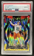 2024 Panini Select Bo Nix Concourse Red and Yellow Prizm Shock RC #30 PSA 10