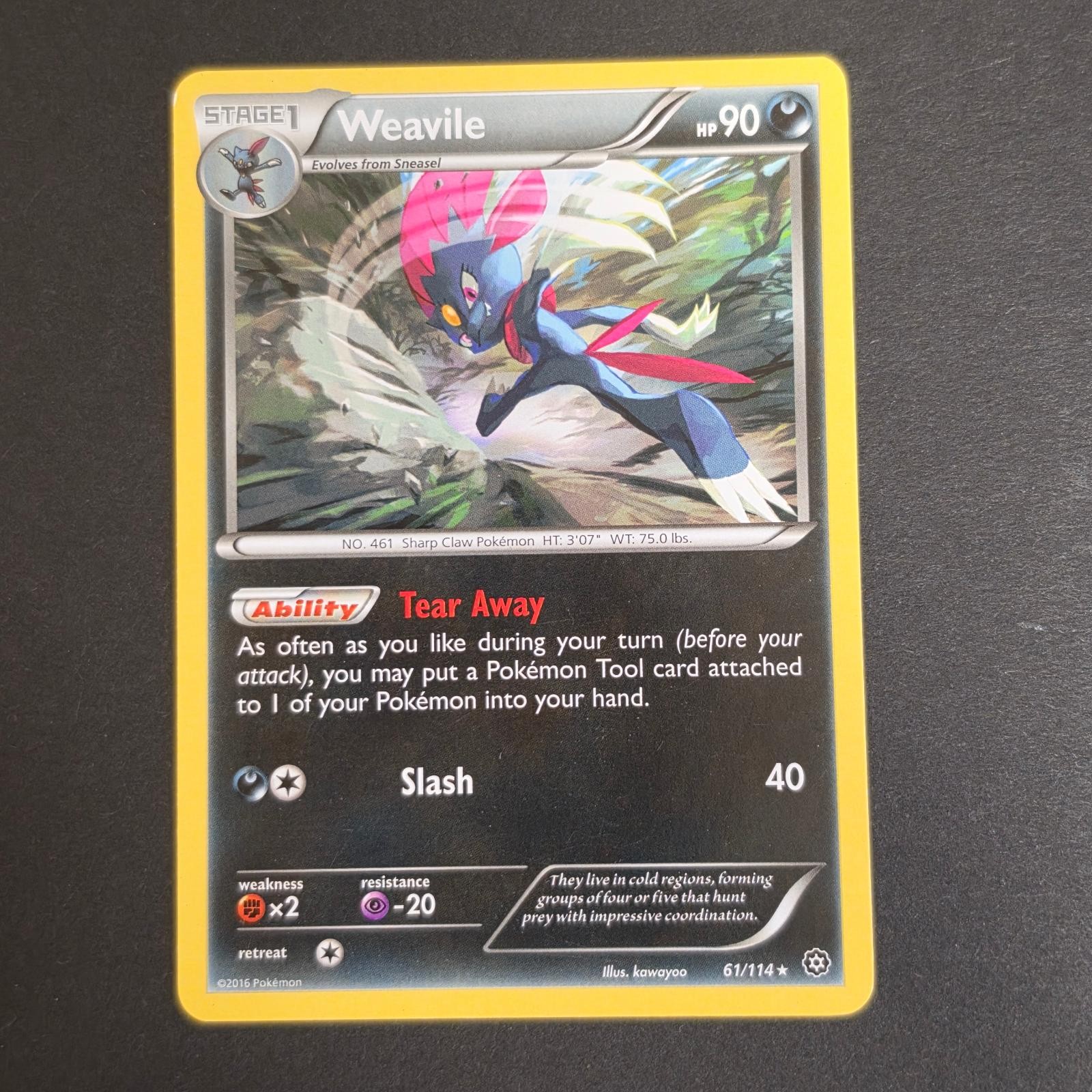 Weavile 61/114 Rare Steam Siege Pokemon Lightly Played