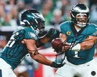 Saquon Barkley & Jalen Hurts Autographed Philadelphia Eagles 8x10 Photo with COA