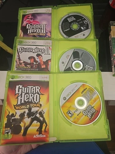 Xbox 360 Guitar Hero Lot X 3: World Tour, II, & III Legends Of Rock all CIB MINT