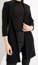 Joseph Ribkoff Open Front Hip Length Long Sleeve Black Blazer Size 6 285