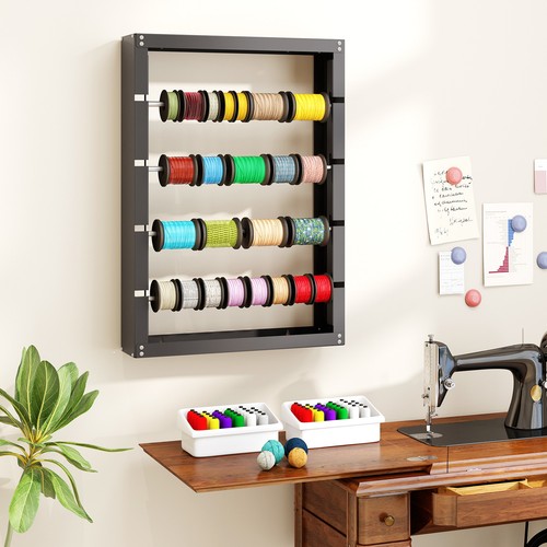 Wire Spool Rack Ribbon Holder Organizer Rack Wall Mounted Cable Dispenser w/4 - Picture 4 of 10