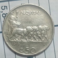 50 CENTESIMI LEONI 1919 RIGATO  REGNO D ’ ITALIA VITTORIO EMANUELE III