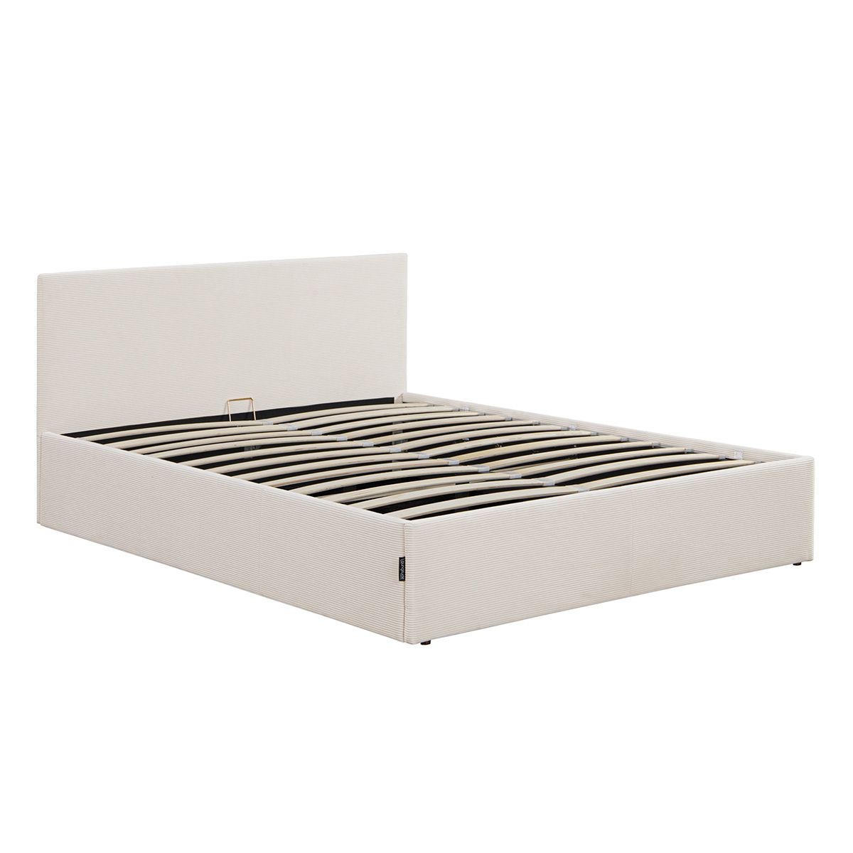 Lit coffre velours beige 140x190 Bonito avec sommier relevable