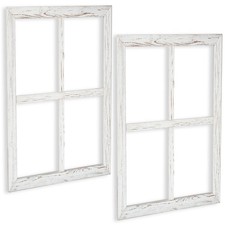Ilyapa Window Frame Wall Decor 2 Pack - Large 18x22 Inch Rustic White Wood Windo