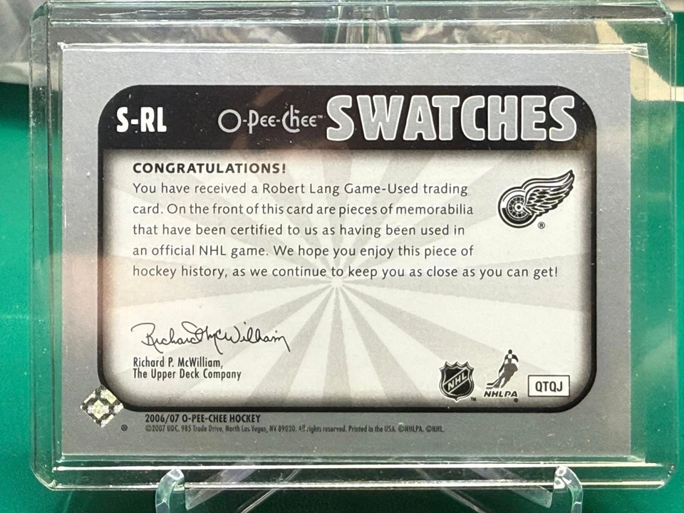 2006-07 O-Pee-Chee - Swatches Robert Lang #S-RL (MEM) - Image 2 of 2
