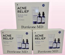 PERRICONE MD ACNE RELIEF PREBIOTIC ACNE THERAPY 90-DAY REGIMEN BOXED LOT OF 3
