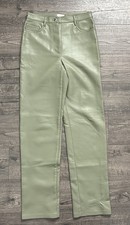 Wilfred Aritzia Melina Pants Size 2 Green Vegan Leather High Rise Straight Leg