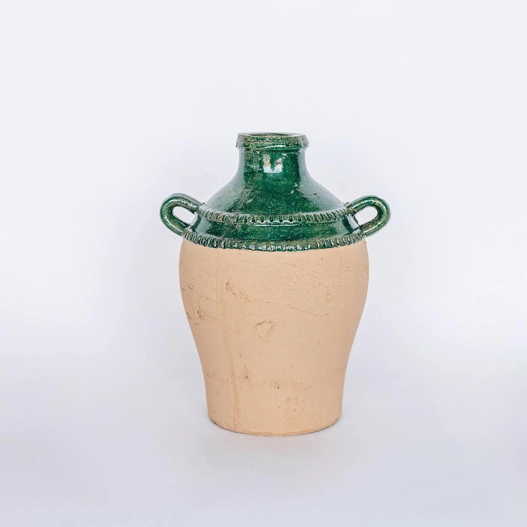 Glazed Top And Handles Vase