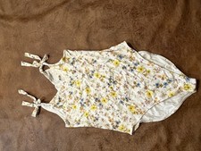 Old Navy Girls XL Tall Floral One Piece Swimsuit White Yellow Blue Purple