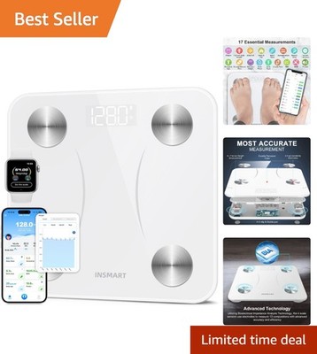 High Precision Body Fat Scale with Smart App Sync - 400 lbs Ultra-White Design