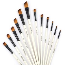 GETHPEN Angular Paint Brushes Set, Angled Paint Brush for Acrylic, 12PCS