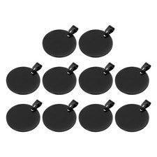 10Pcs Metal Round Tags Stamping,Black Blank Dog Tags 1.18 Inch DIY Blank Tags