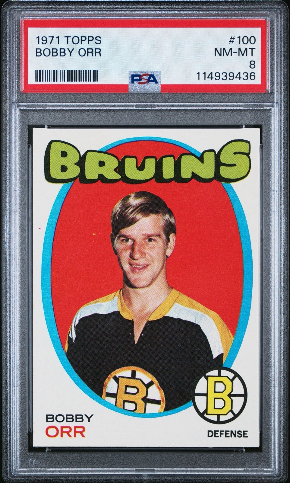 Bobby Orr 1971-72 Topps #100 HOF Boston Bruins PSA 8 NM-MT
