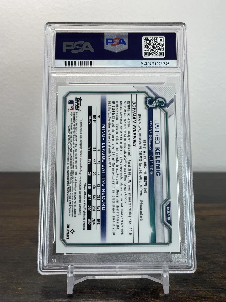 Jarred Kelenic 2021 Bowman Chrome Gold Refractor RC Auto /50 PSA 10 GEM MINT - Image 2 of 2