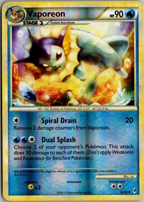 Vaporeon Reverse Holo Uncommon Call of Legends 52/95 LP