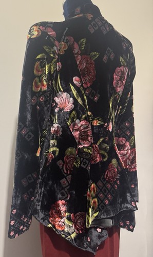 Cue Beautiful Floral Velvet Peplum Jacket Size 14 - Picture 12 of 12