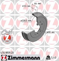 2X Zimmermann Bremstrommel Hinterachse U.A. FüR Dacia, Nissan, Renault