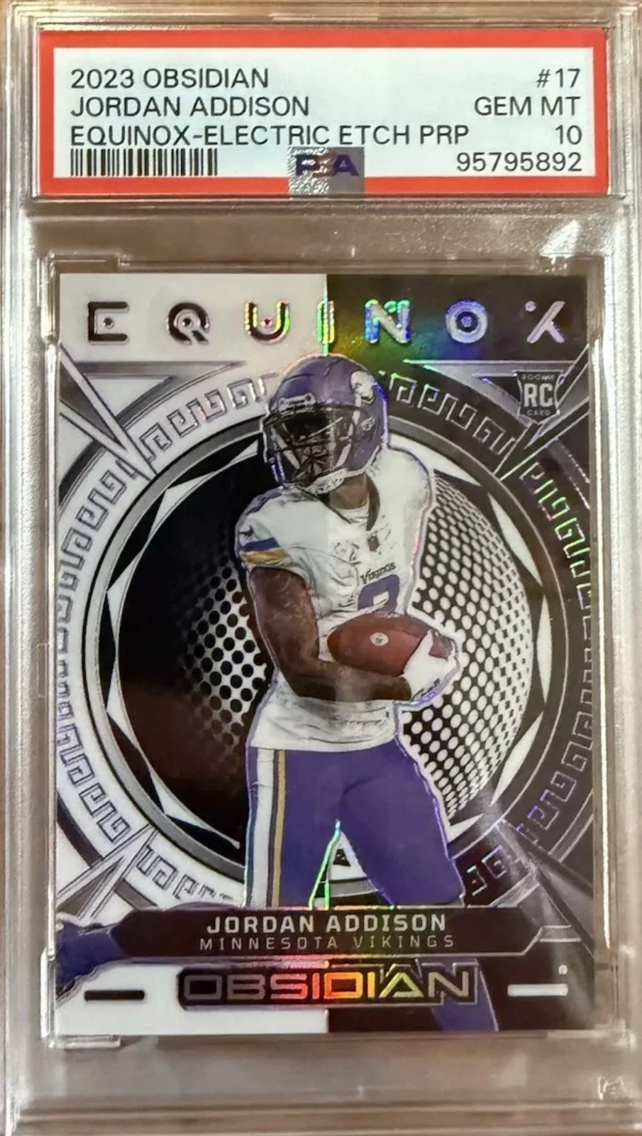 Jordan Addison Panini Obsidian Equinox #17 Electric Etch Purple