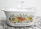 Vtg Corning Ware 3 QT. A-3-B Spice Of Life L'Echalote La Marjolaine w/Pyrex Lid