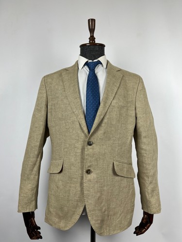 Hackett London Men's Half Lined Tan Linen Delave Jacket Blazer Size US 44R EU 54 - Picture 2 of 17