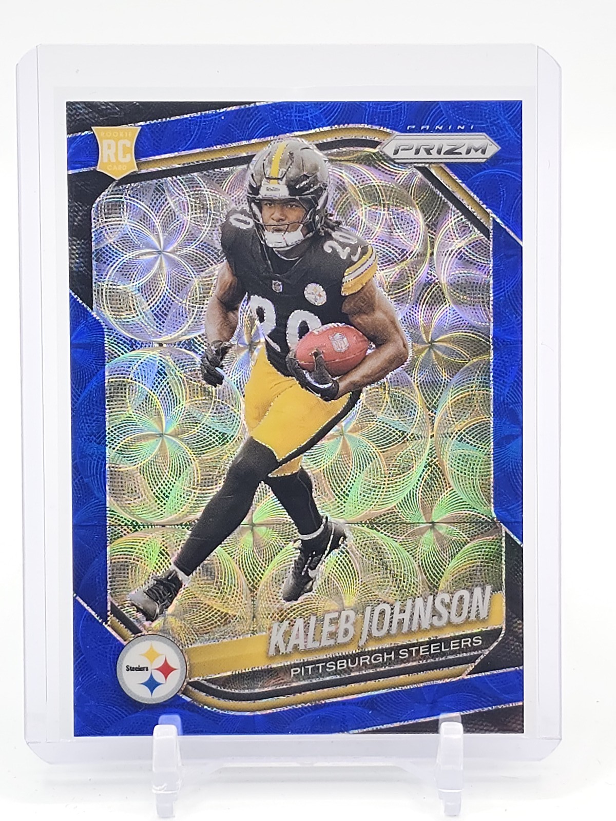 KALEB JOHNSON 2025 PRIZM CHOICE BLUE ROOKIE /14 RC #375 STEELERS Q0063